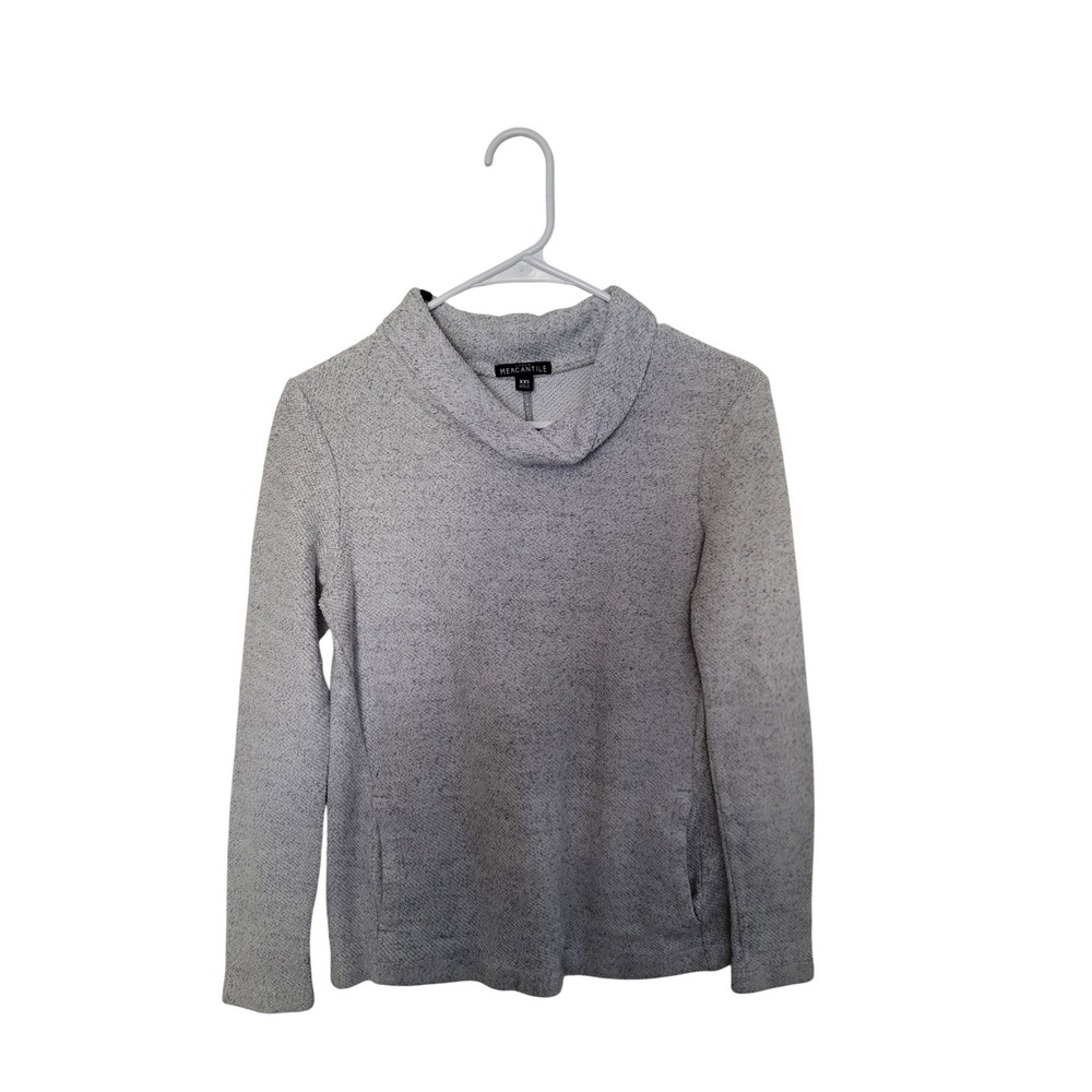 J. Crew Mercantile Cowl Neck Sweater Womens XXS Grey Marled Knit Side Pockets